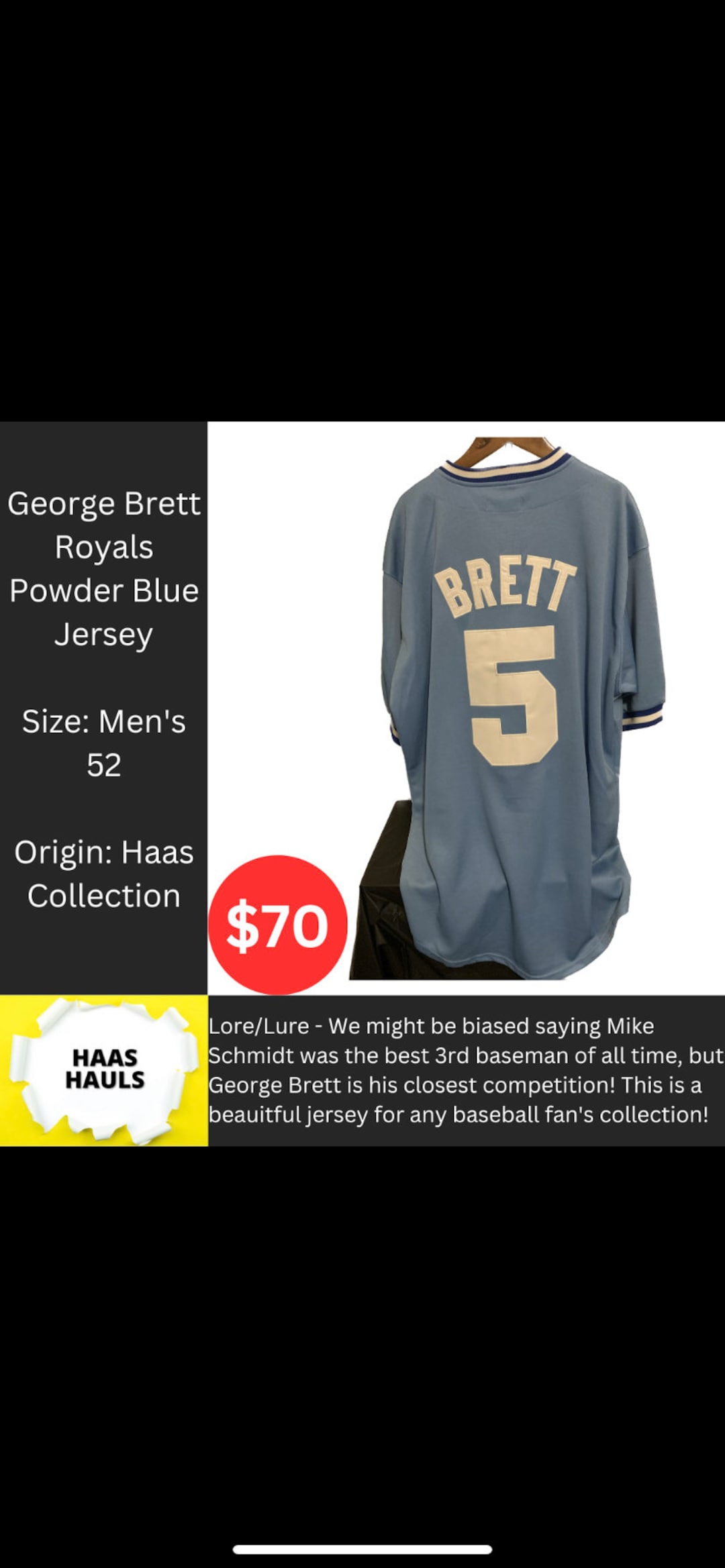 George Brett Royals Powder Blue Throwback Jersey 