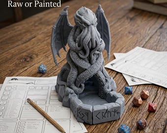 Tour à dés Eldritch Cthulhu - Choisissez non peinte, multicolore ou peinte à la main | Accessoire de jeu de rôle sur table d'horreur cosmique
