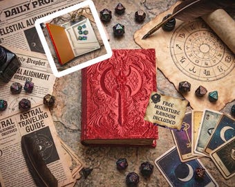 Boîte à dés magnétique style grimoire barbare, porte-dés barbare, accessoires de jeu de rôle 3D, figurine offerte | Fates End