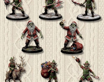 Zombie Santa & Corrupted Christmas Elves – Dark Holiday DnD Miniatures | STL Fantasy Pack | Single Mini, Set of 3, 5 or Full Collection