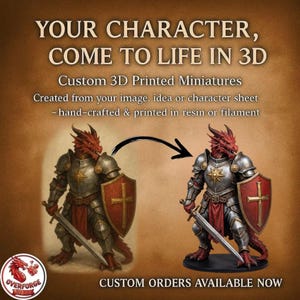 Miniatura personalizada de D&D a partir de una imagen o descripción | Personaje de rol personalizado impreso en resina