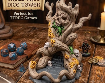 Skull Tree Dice Tower - Choose Unpainted PLA, Multicolor, or Hand-Painted | Tabletop RPG Accessory