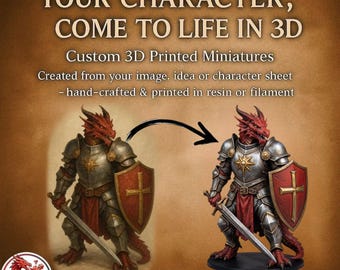Miniatura personalizada para juegos de rol a partir de imagen o descripción - Impresión en resina - Figura personalizada - Modelo 3D + Resina con base