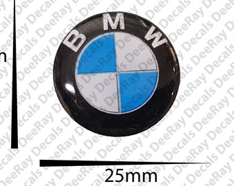 2 insignias de logotipo estándar BMW de 25 mm, emblema de resina con cúpula brillante, calcomanía de repuesto