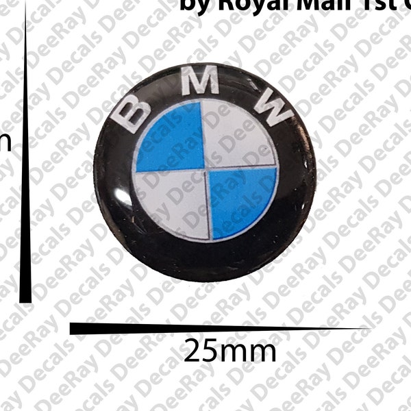 2pcs 25mm BMW Standard Logo Badges Glossy Domed Resin Emblem Replacement Decal