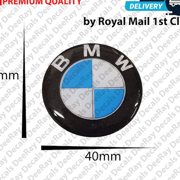40mm BMW Standard Logo Gel Badge Glossy Domed Resin Emblem Replacement Decal