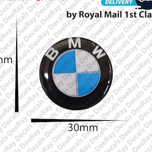 30mm BMW Standard Logo Gel Badge Glossy Domed Resin Emblem Replacement Decal