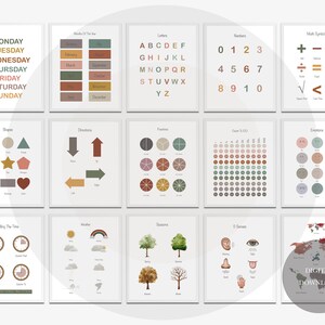 Conjunto de carteles educativos, 15 impresiones de educación en el hogar, decoración del aula Montessori, decoración neutral para niños, decoración de sala de juegos para niños pequeños, descarga digital