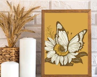 Arte de pared con mariposas, descarga digital, juego de 2, impresiones de mariposas vintage, arte digital