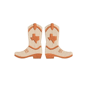 Texas Cowboy Boots Football (Pair & Individual, 3 designs total) PES DST JEF ++ Machine Embroidery Design, Instant Download