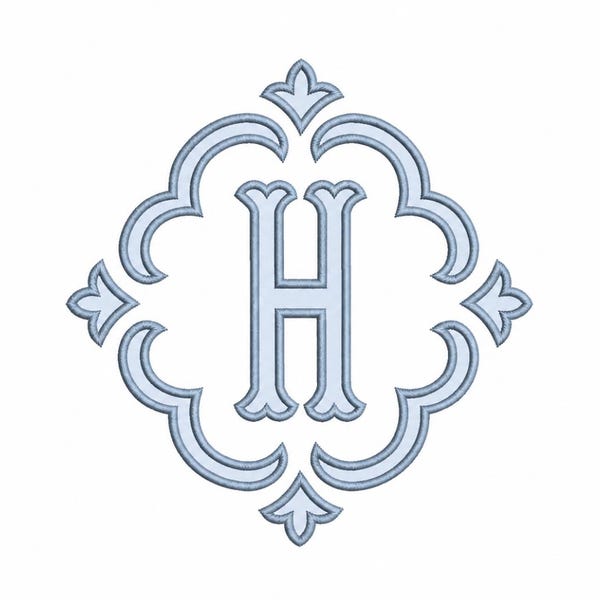 Applique Fleur-De-Lis Quatrefoil Frame PES DST JEF ++ Machine Embroidery Design, 3 Sizes, in-the-hoop project, Instant Download