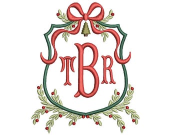 Christmas Tree Monogram Frame PES DST JEF ++ Machine Embroidery Design, 5 Sizes, Instant Download