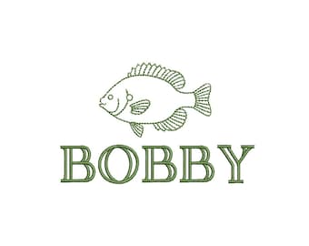 Blue Gill Bean Stitch PES DST JEF ++ Machine Embroidery Design, 5 Sizes, Instant Download