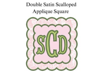Double Satin Scalloped Applique Square PES DST JEF ++ Machine Embroidery Design, 5 Sizes, Instant Download, instructions Included