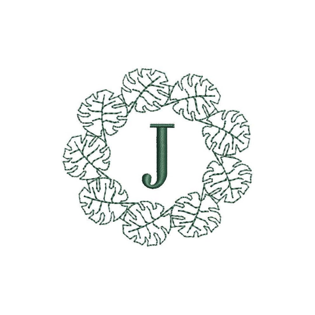 Monstera Monogram Monstera Plant Monogram Frame 7 Sizes PES DST JEF ++ Machine Embroidery ...