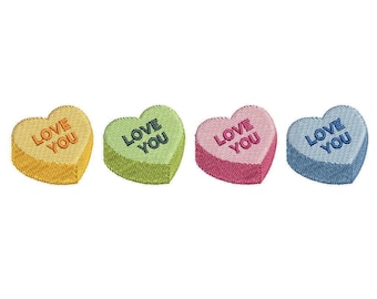 Colorful Line of Hearts 4 Sizes PES DST JEF ++ Machine Embroidery Design Instant Download