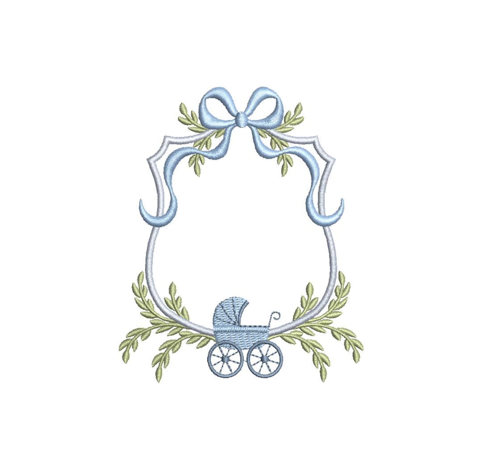 Baby Stroller Monogram Frame PES DST JEF ++ Machine Embroidery Design ...