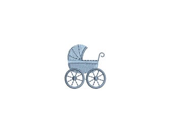 Mini Carrinho de Bebê, Bassinete, Design de Bordado à Máquina PES DST JEF ++, 6 Tamanhos, Download Imediato