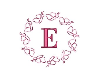 Butterfly Monogram Frame 7 Sizes PES DST JEF ++ Machine Embroidery Design Instant Download