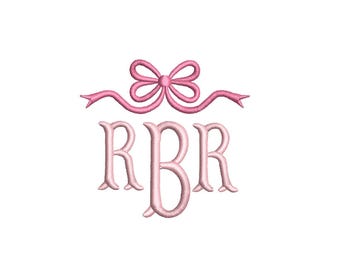 Classic Bow Monogram Frame PES DST JEF ++ Machine Embroidery Design, 7 Sizes, Instant Download