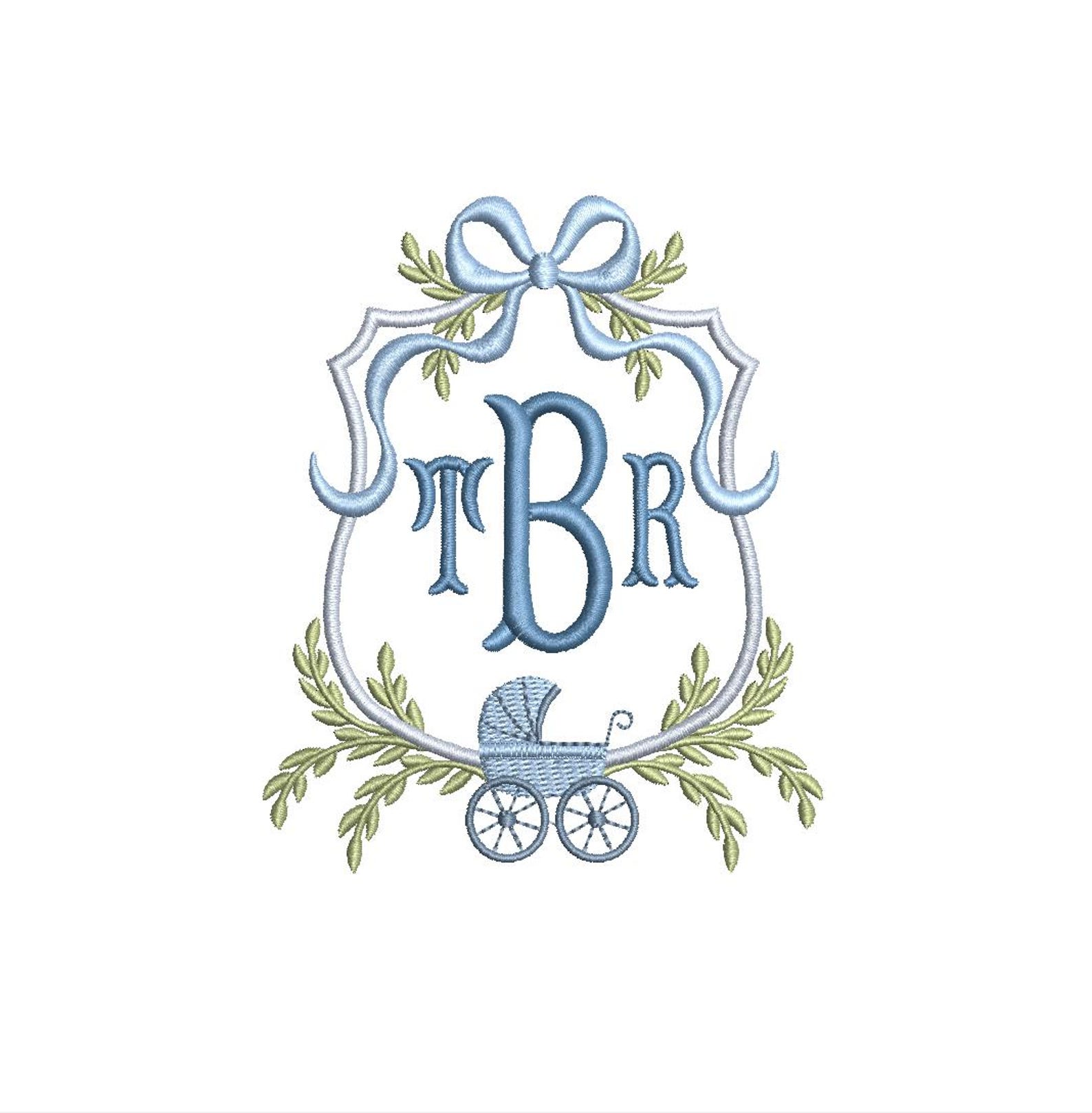 Baby Stroller Monogram Frame PES DST JEF ++ Machine Embroidery Design ...
