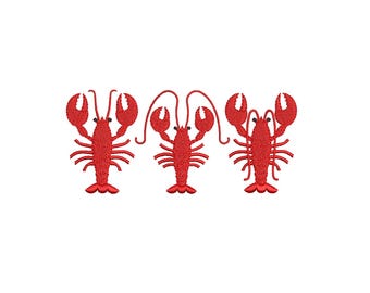 Lobster Trio plus 3 Individual Lobster designs (4 Designs total) included PES DST JEF ++ Machine Embroidery Design Instant Download