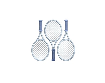 Tennis Trio PES DST JEF ++ Machine Embroidery Design, 5 Sizes, Instant Download