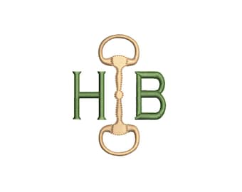 Moldura de monograma para broca de cavalo (tamanhos pequenos disponíveis) PES DST JEF ++ Design de bordado à máquina, 8 tamanhos, download instantâneo