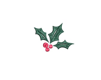 Christmas Holly 5 Sizes PES DST JEF ++ Machine Embroidery Design Instant Download