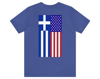 Camiseta de manga corta orgullosa griega americana