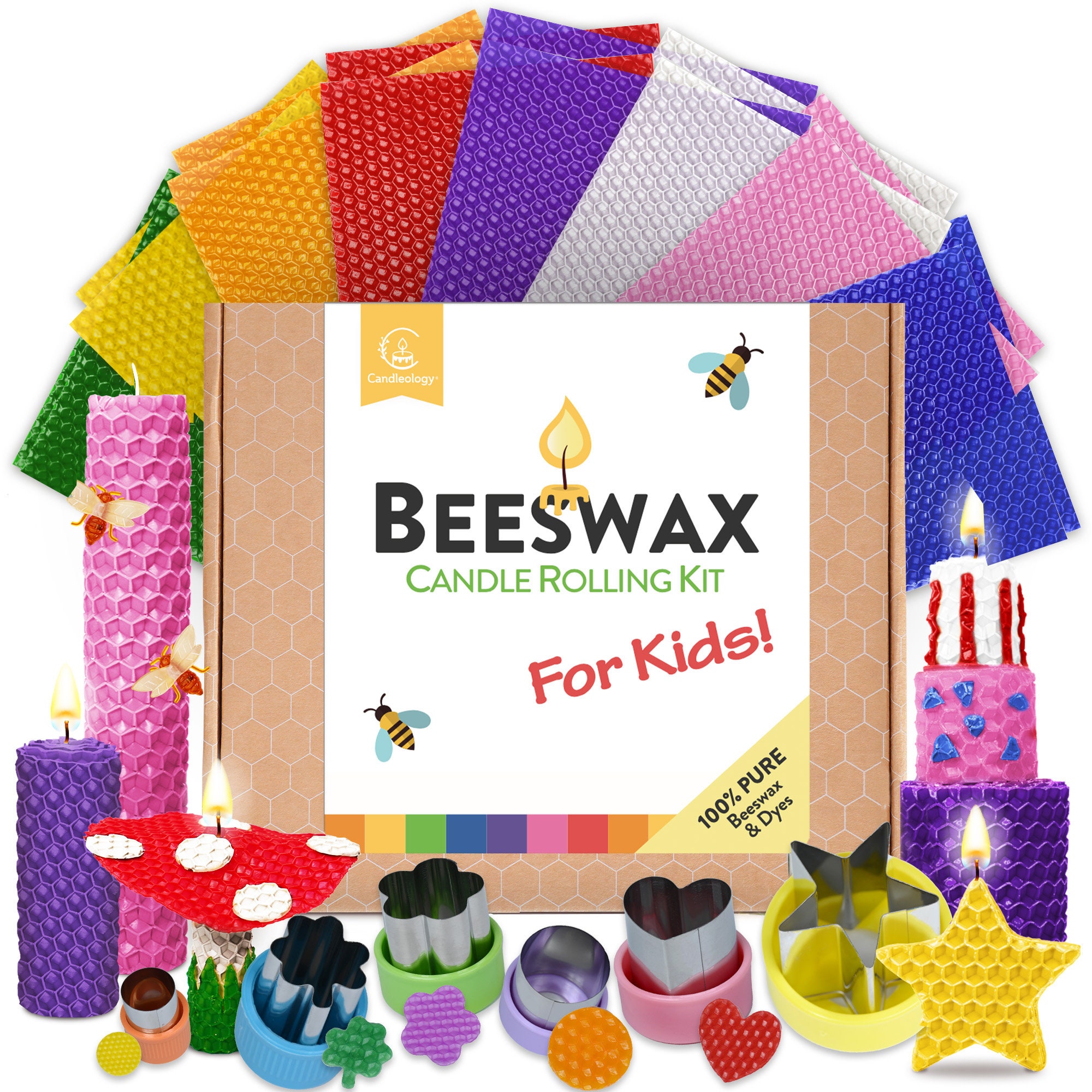Kids Beeswax Candle Making Kit 100 Pure Bees Wax 16 Multicolor Sheets