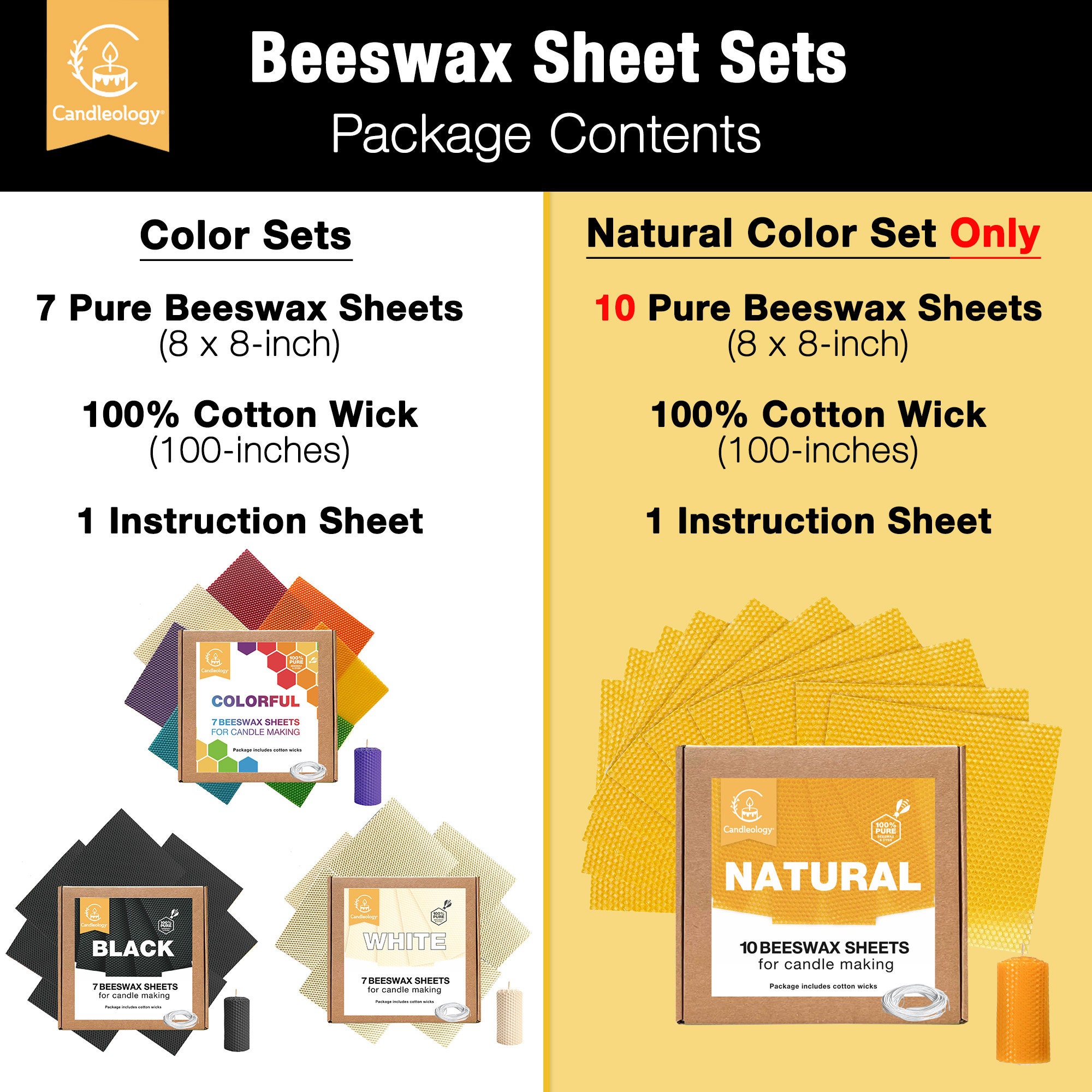 Colorful Beeswax Sheets for Candle Making Organic Beeswax Candle Making Kit  for Adults & Kids Natural Beeswax DIY Candle Rolling Kit 