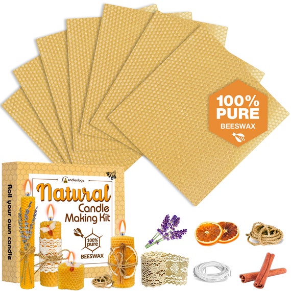 Natural Beeswax Candle Making Kit 7 Sheets of Beeswax DIY Candle Rolling  and Decorating Crafts for Adults, Teens & Kids by Candleology 