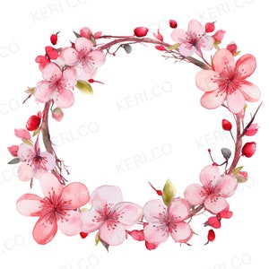 Kirschblüte SVG - Kirschblüte Clipart - Sofortiger digitaler Download - Aquarell Sakura PNG JPG - Sakura Rahmen - Sakura-Kranz