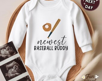newest baseball buddy baby bodysuit, cute baseball baby outfit, baby announcement, newborn baby gift, daddy’s baseball partner onesie®