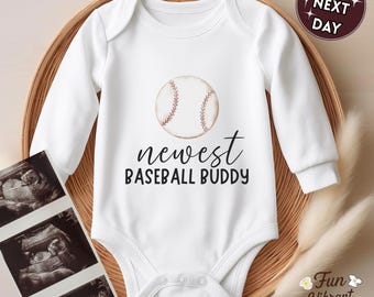 newest baseball buddy baby bodysuit, cute baseball baby outfit, baby announcement, newborn baby gift, daddy’s baseball partner onesie®
