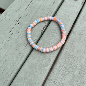 Blue and Orange Clay Bead Bracelet