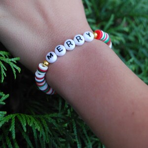 Christmas clay bead bracelet