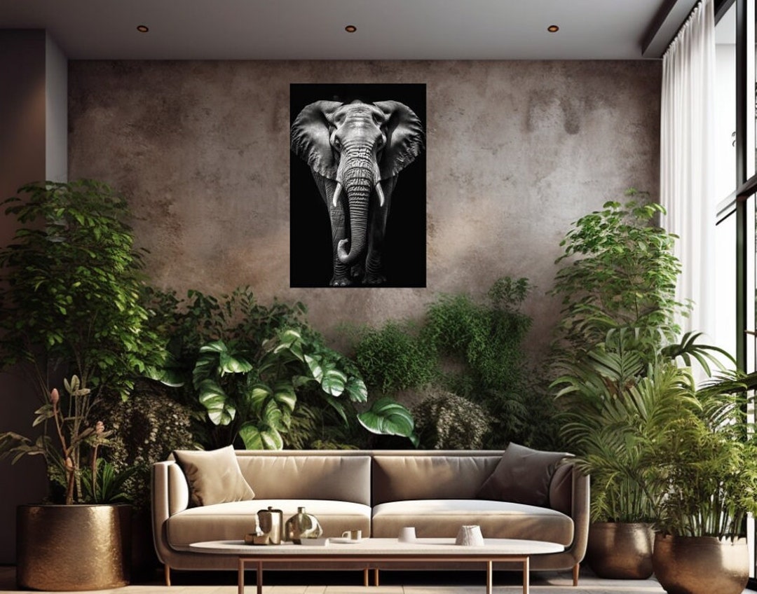 Elephant Wall Canvas, Nature Animal Wall Art, Elegant Elephant, Large