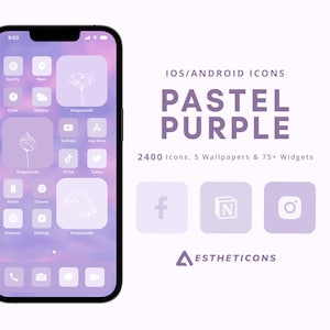 2400 Pastel Purple iPhone App Icons, with Aesthetic Wallpapers and Widgets, 400 Icons in 6 Variations of Violet, Lavender, Puple