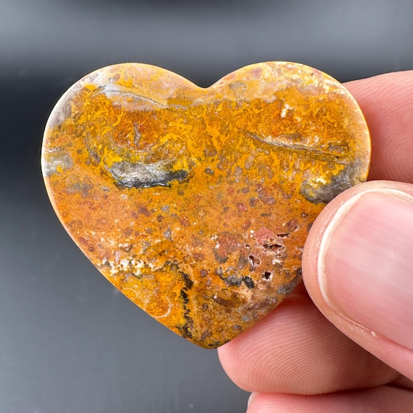 Yellow Jasper Heart Rock – Handmade Stone Gift (1.60 inch)