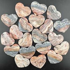 Pink Crazy Lace Agate Heart Rock – “Seconds” Discounted Handmade Stone (1.60 inch)