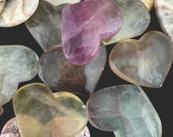 Rainbow Fluorite Heart Rock – “Seconds” Discounted Handmade Stone (~1 inch)