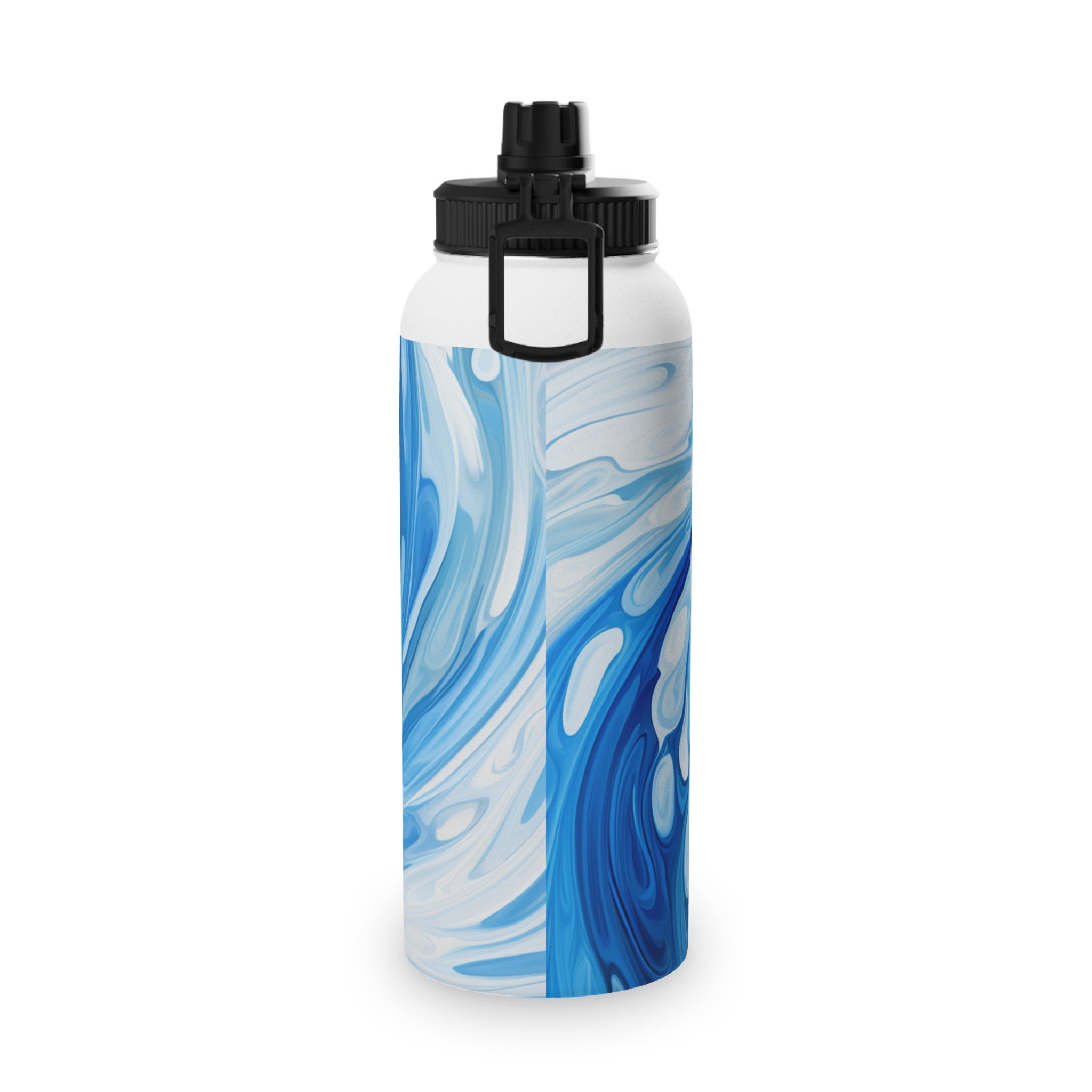 Tide Blue Stainless Steel Water Bottles Sports Lid
