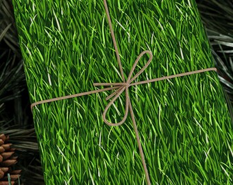 Grass Is Always Greener Wrapping Paper Fresh Cut Lawn Pattern Green Grass Gift Wrap for Gardeners Landscapers Lawn Lovers and Nature Fans