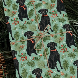 Adorable Black Lab Christmas Gift Wrapping Paper | Festive Holiday Gift Wrap | Black Labrador Retriever | Pet Owner Gift | Premium Quality