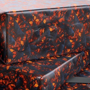 Midnight Crows Halloween Wrapping Paper | Dark Crows on Fiery Autumn Branches | Premium 90 GSM Spooky Gift Wrap