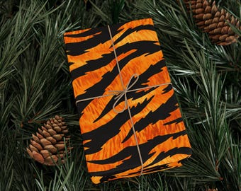 Born To Be Wild Tiger Stripe Wrapping Paper Roll Bold Animal Print Gift Wrap Safari Jungle Retro Pattern Birthday Gifts 90 GSM Paper