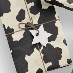 Cow Print Wrapping Paper Roll | Black and White Faux Cowhide Pattern Gift Wrap for Farm-Themed or Western Style Packaging