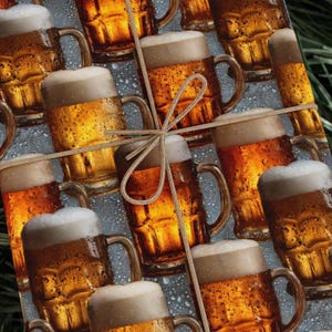Hopfen Feiertage Geschenkpapier | Bierkrug-Geschenkverpackung für Oktoberfest-Geburtstage Junggesellenabschiede und Bierliebhaber, die gerne feiern